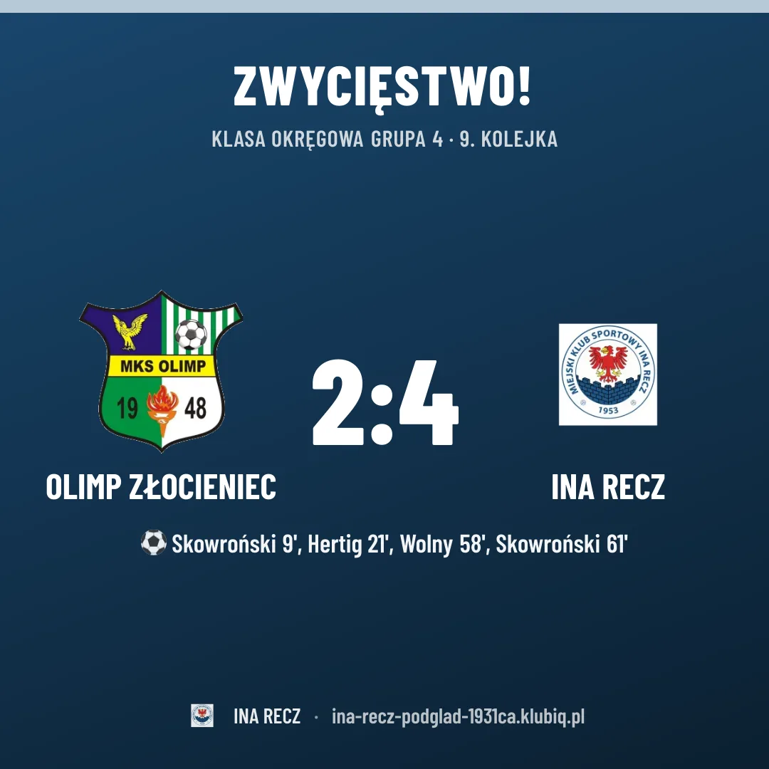Olimp Złocieniec 2:4 Ina Recz